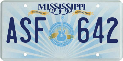 MS license plate ASF642