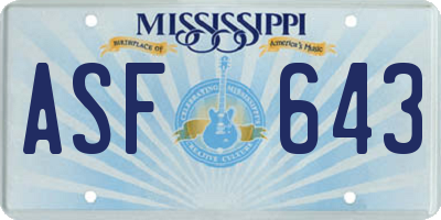 MS license plate ASF643