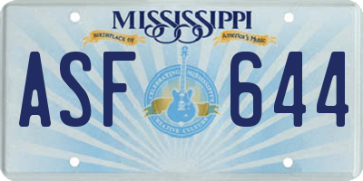 MS license plate ASF644