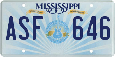 MS license plate ASF646
