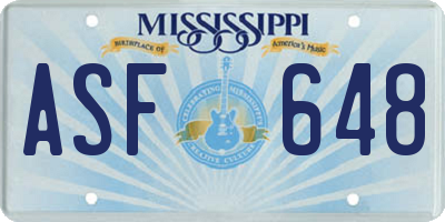 MS license plate ASF648