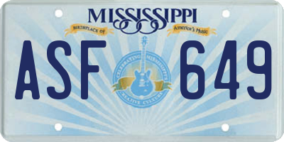 MS license plate ASF649