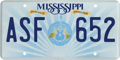 MS license plate ASF652