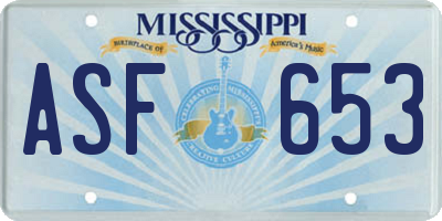 MS license plate ASF653
