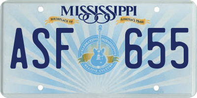 MS license plate ASF655