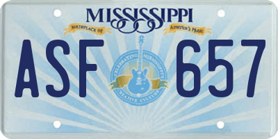 MS license plate ASF657