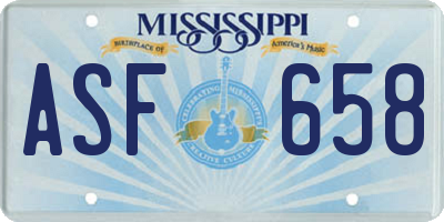 MS license plate ASF658