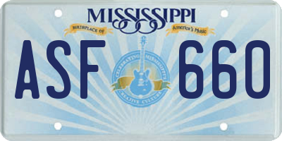MS license plate ASF660