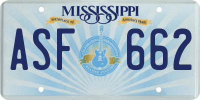 MS license plate ASF662