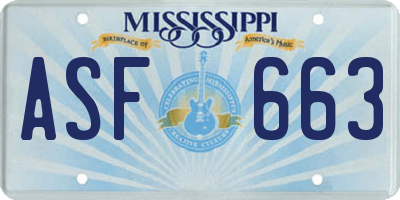MS license plate ASF663