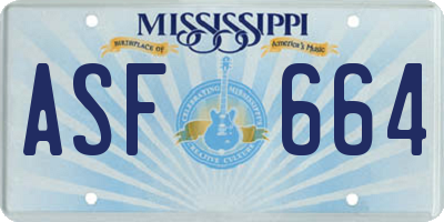 MS license plate ASF664