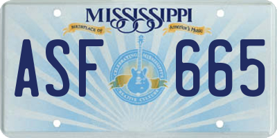 MS license plate ASF665