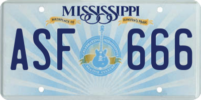 MS license plate ASF666