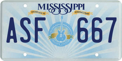 MS license plate ASF667