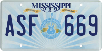 MS license plate ASF669