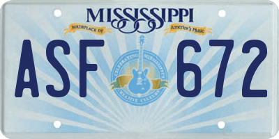 MS license plate ASF672