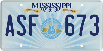 MS license plate ASF673