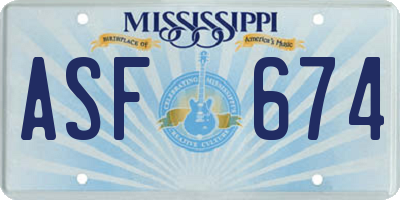 MS license plate ASF674