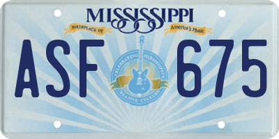 MS license plate ASF675
