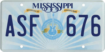 MS license plate ASF676