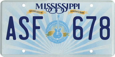 MS license plate ASF678