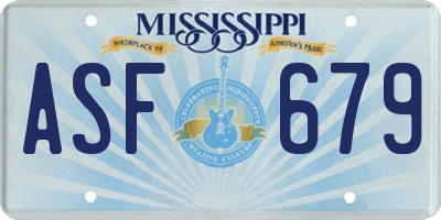 MS license plate ASF679