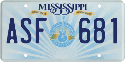MS license plate ASF681