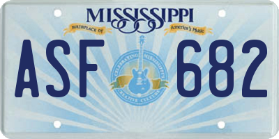 MS license plate ASF682