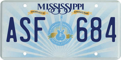 MS license plate ASF684
