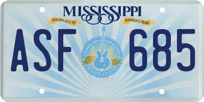 MS license plate ASF685
