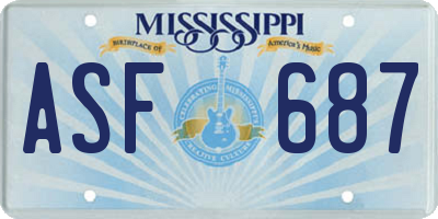 MS license plate ASF687