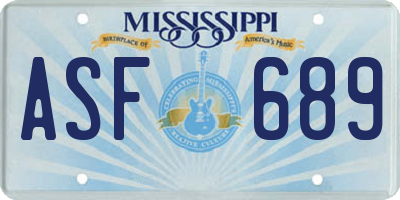 MS license plate ASF689