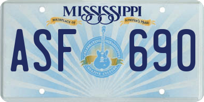 MS license plate ASF690