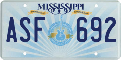 MS license plate ASF692