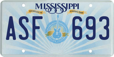 MS license plate ASF693