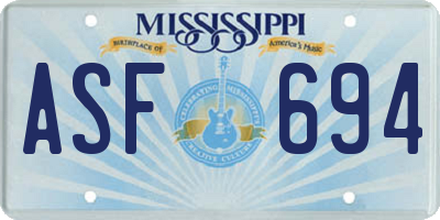 MS license plate ASF694
