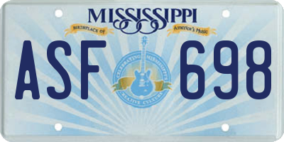 MS license plate ASF698