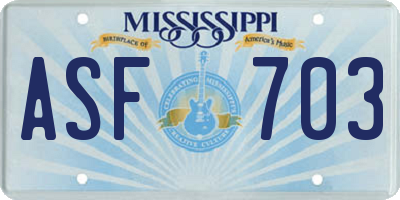 MS license plate ASF703