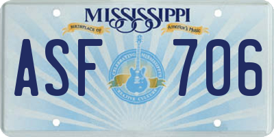 MS license plate ASF706