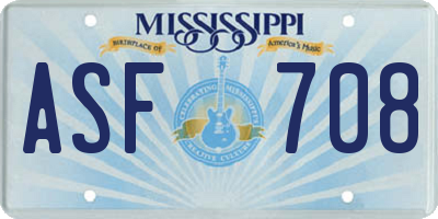 MS license plate ASF708