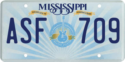 MS license plate ASF709