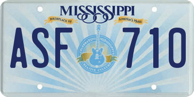 MS license plate ASF710