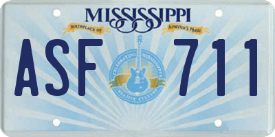 MS license plate ASF711
