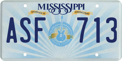 MS license plate ASF713