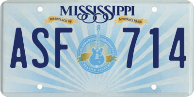 MS license plate ASF714