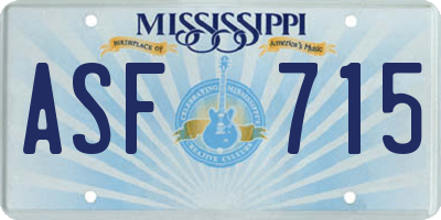 MS license plate ASF715