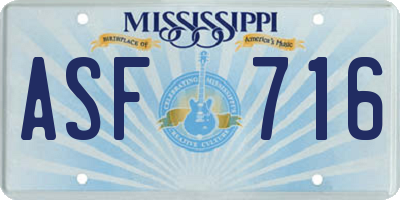 MS license plate ASF716