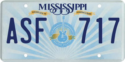 MS license plate ASF717
