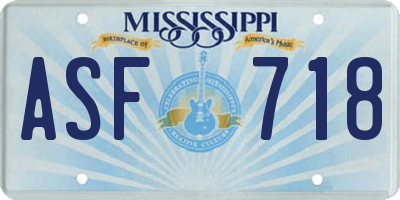 MS license plate ASF718
