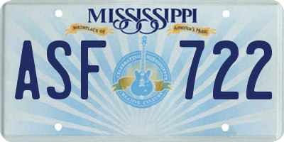 MS license plate ASF722
